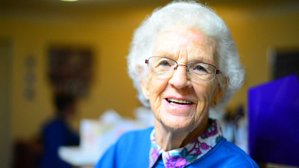 Elderly woman smiling