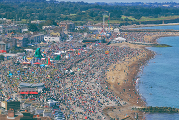 Packed beach front